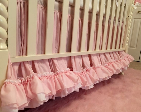 blush ruffle crib skirt