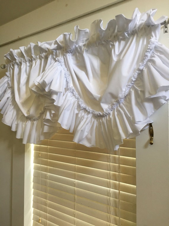White Festoon Balloon Valance with Long Loose Single Ruffle Etsy
