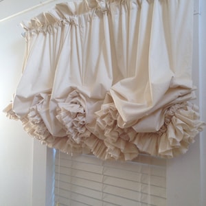 Double Ruffle  Unbleached Muslin Balloon Curtain Valance