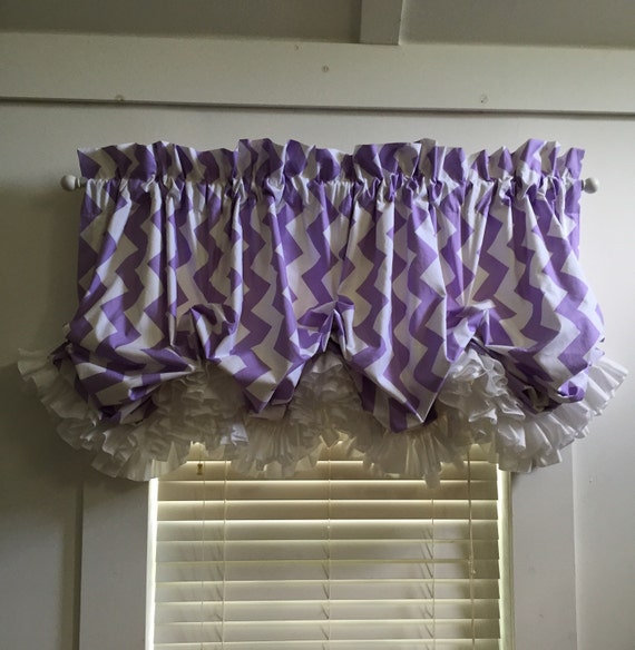 Lavender Purple Chevron Double Ruffle Balloon Valance Curtain Etsy