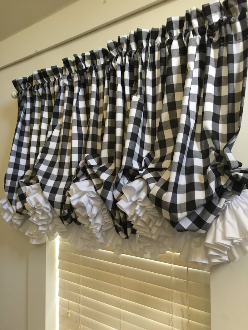 Black and White Check Farmhouse Balloon Curtain valance with Etsy