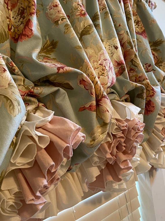 Waverly Fleuretta Mist Duck Balloon Curtain With Cream and Etsy