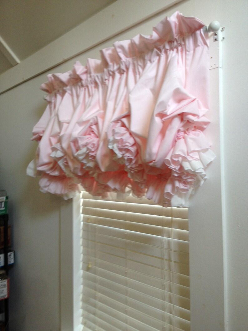Blush Pink Double Ruffle Balloon Valance Curtain Etsy