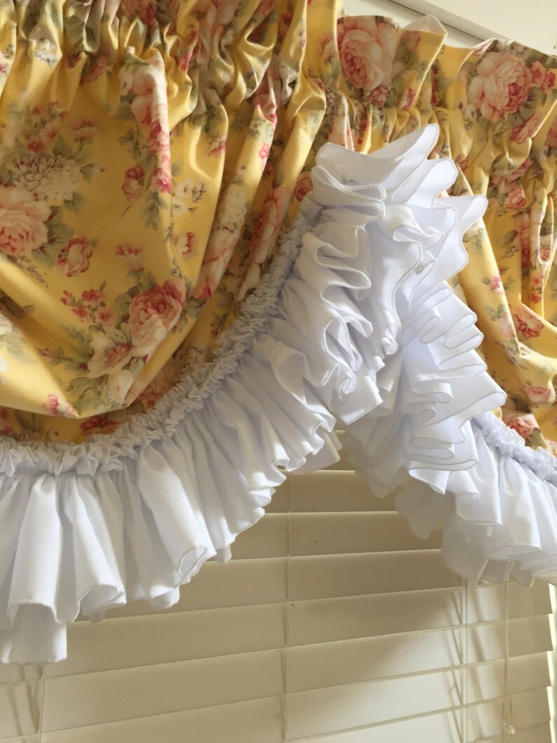 Shabby Chic Rose Floral Festoon Balloon Valance with White Etsy