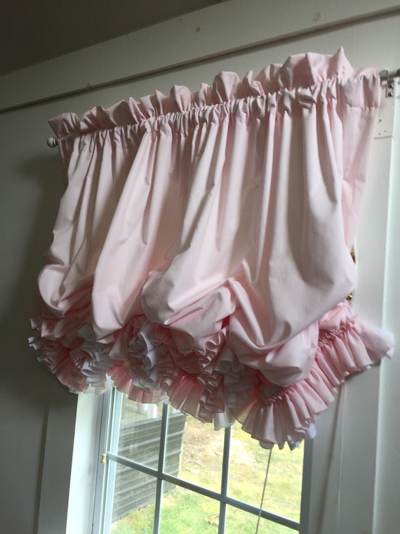 Fully Functional Pink Blush Balloon Shade Curtain With Double Etsy