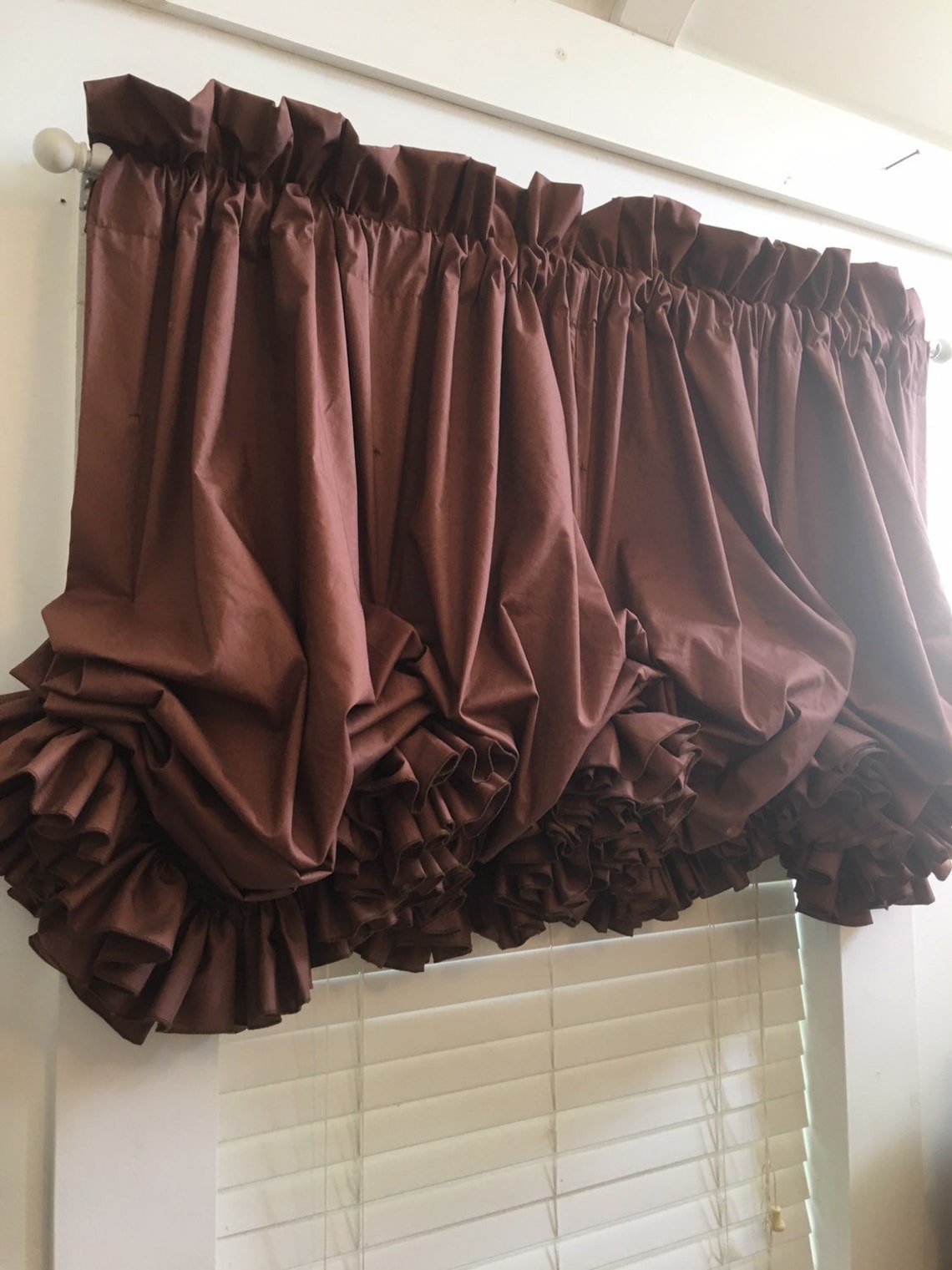 Double Ruffle Balloon Curtain Valance Made of Kona Cotton Etsy