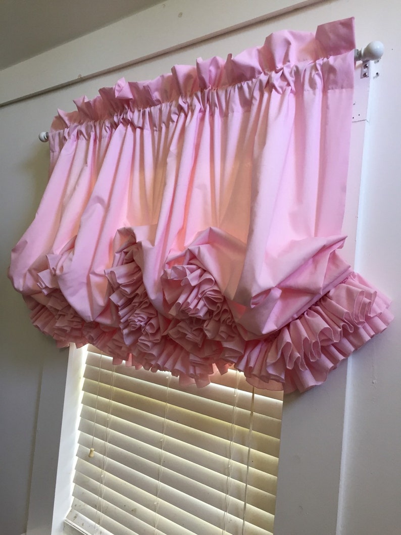 Soft Pink Double Ruffle Balloon Curtain Valance Etsy