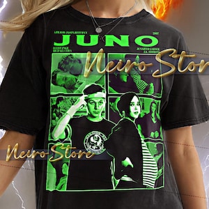 Peut inclure: T-shirt unisexe noir avec un graphisme vert et noir du film "Juno". Le t-shirt affiche le titre du film, les acteurs et l'année 2007. Le modèle porte un t-shirt 2XL.