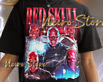 RED SKULL Shirt - Red Skull Retro Tees, Red Skull Bootleg Tshirt, America Villain Sweatshirt