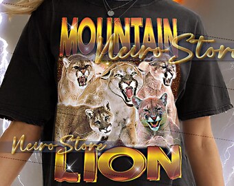 MOUNTAIN LION Cougar TShirt, Berglöwe Vintage Shirt, Berglöwe Retro Tshirt, Cougar Bootleg Tee, Wildkatze T-Shirt