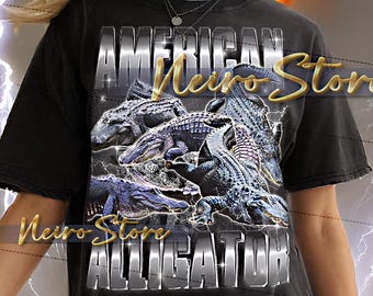 American Alligator Tshirt, Wildtier-Liebhaber, Alligator Retro 90er Jahre, American Alligator Retro T-Shirt, Wildtiere, Natur, Reptilienliebhaber