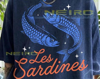 Les Sardines Comfort Colors® Tshirt, Vintage 90S Fish Graphic Tees, Retro Ocean Animal Lover Y2K Streetwear Fishing Gift Shirt,