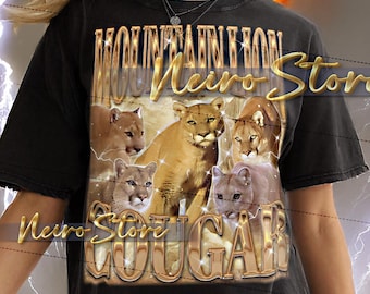MOUNTAIN LION Cougar Shirt, Berglöwe Vintage Shirt, Berglöwe Retro Tshirt, Cougar Bootleg T-Shirt, Wildkatze T-Shirt