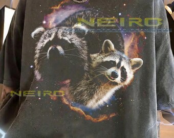 Space Galaxy Raccoons Comfort Colors® Tshirt, Retro 90S Trash Panda Graphic Tees, Vintage Animal Lover Y2K Streetwear Funny Gift,