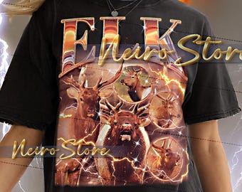 ELCH ANIMAL Shirt, Vintage Elch T-Shirt, Retro Bootleg 90er Jahre T-Shirt, Majestic Elk Sweatshirt, Wild Nature Hoodie, Forest Wildlife Tee