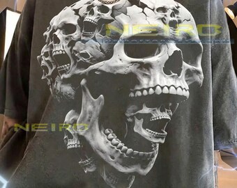 Skull Screaming Skeletons Macabre Horror Dark Art Gothic Comfort Colors® Tshirt, Anatomy Bone Structure Death Gritty Black And White Tees,