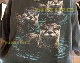 Otters Sea Otter Animal Lover Wildlife Nature Comfort Colors® Tshirt, Cute Animals River Otter Faded Graphic Retro Y2K Streetwear Tee