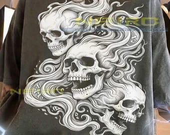 Skull Skeletons Grim Reaper Gothic Art Dark Aesthetic Macabre Comfort Colors® Tshirt, Horror Illustration Death Bones Vintage Artistic Tees,