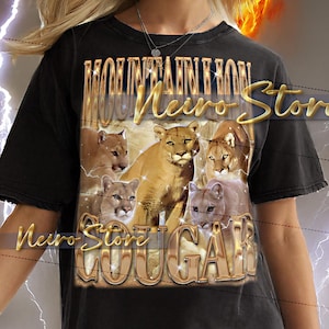MOUNTAIN LION Cougar Shirt, Mountain Lion Vintage Shirt, Mountain Lion Retro Tshirt, Cougar Bootleg Tee, Wild Cat Tee