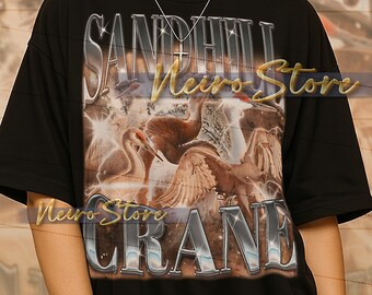 SANDHILL CRANE Bootleg Shirt, Sandhill Crane Retro Tees, Migration Spirit T-Shirt, Elegant Bird Longsleeve, Crane Vintage Sweater
