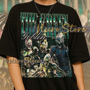 Chemise bootleg THE GREEN GOBLIN, t-shirts rétro Green Goblin, T-shirt Wicked Grin, manches longues Sharp Flight, pull vintage Green Goblin