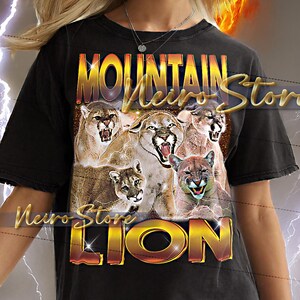 MOUNTAIN LION Cougar TShirt, Mountain Lion Vintage Shirt, Mountain Lion Retro Tshirt, Cougar Bootleg Tee, Wild Cat Tee