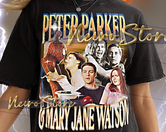 Peter Parker & Mary Jane Watson-skjorta, Peter Parker vintage-skjorta, Peter Parker retro-t-shirt, Peter bootleg-t-shirt, Mary Jane Watson-skjorta