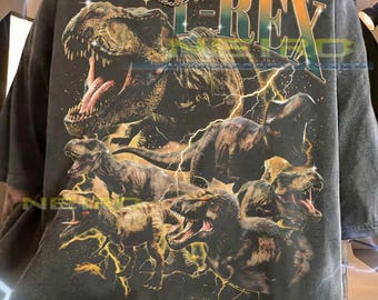 T-Rex Tyrannosaurus Rex Dinosaur Lover Prehistoric Predator Comfort Colors® Tshirt, Retro Vintage Art Lightning Wildlife Nature Tees,
