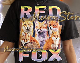 RED FOX TShirt, Red Fox Vintage Tee, Retro Bootleg 90s T-Shirt, Wild Fox Sweatshirt, Forest Animal Hoodie, Wildlife Nature Tee