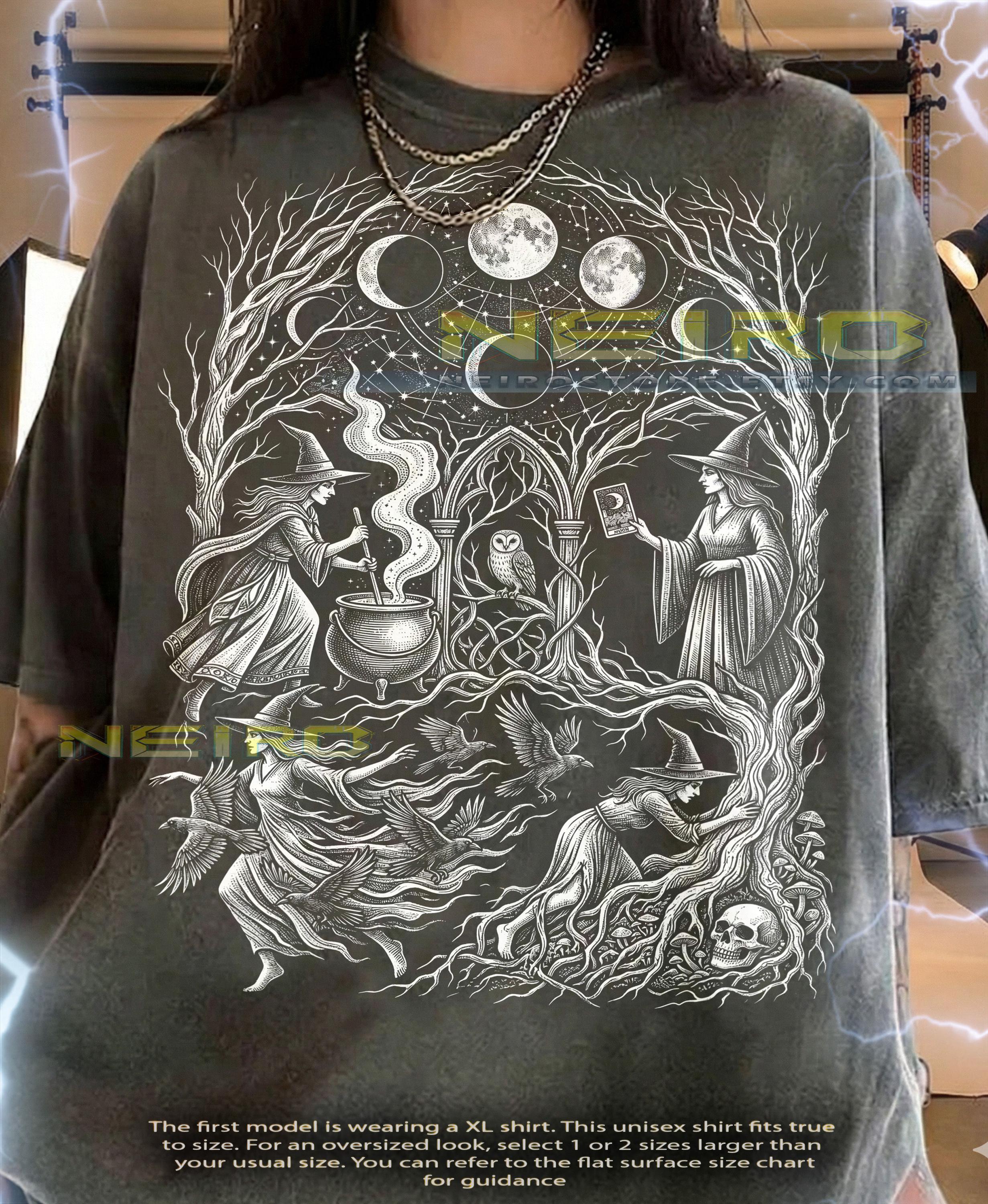 Witches Coven Moon Phases Occult Wicca Magic Gothic Pagan Comfort Colors® Tshirt, Tarot Cauldron