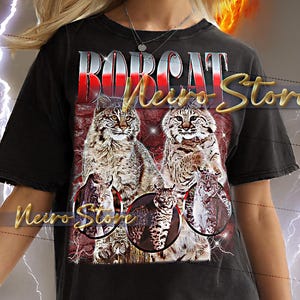 BOBCAT Wildlife Shirt, Bobcat Animal Vintage Shirt, Bobcat Animal Retro Tshirt, Bobcat Bootleg Tee, Wild Bobcat Tee