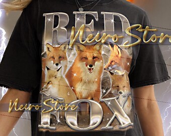 RED FOX Shirt, Vintage Red Fox Tee, Retro Bootleg 90s T-Shirt, Wild Fox Sweatshirt, Nature Wildlife Hoodie, Forest Animal Tee
