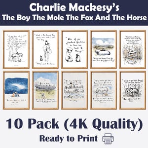Charlie Mackesy: Der Junge Der Maulwurf Der Fuchs und Das Pferd Digitaler Download Kinder Buch Kunst Druckbares Poster Pack mit 10 hochwertigen A4-Drucken.