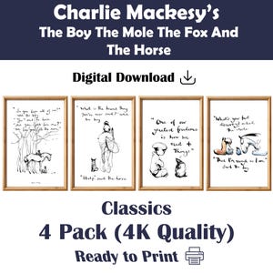 Charlie Mackesy: O Menino, a Toupeira, a Raposa e o Cavalo Download digital de arte de livro infantil, pacote com 4 pôsteres imprimíveis de alta qualidade em formato A4.