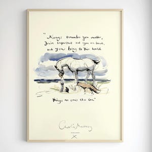 Lámina enmarcada de Charlie Mackesy, El niño, el topo, el zorro y el caballo, póster de alta calidad. Para habitación de recién nacidos, guardería, escuela, tienda de arte.
