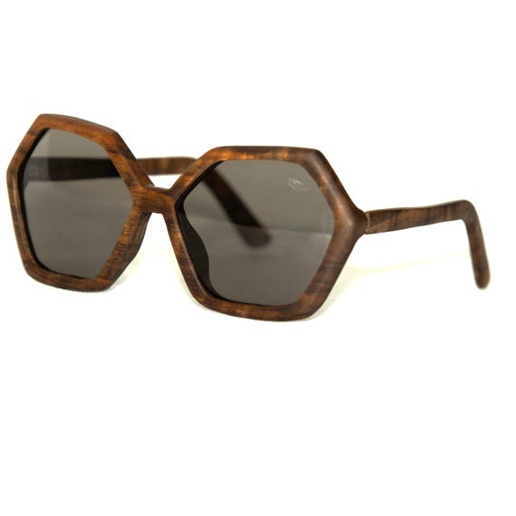 Sunglasses Women/octagon Wood Sunglasses/handmade Walnut  display picture 1