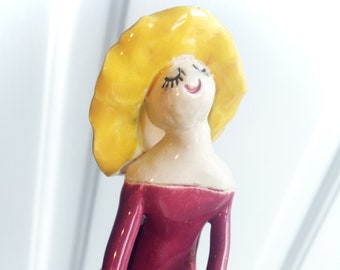 Handmade ceramic esculture princess doll, one of a kind, unique