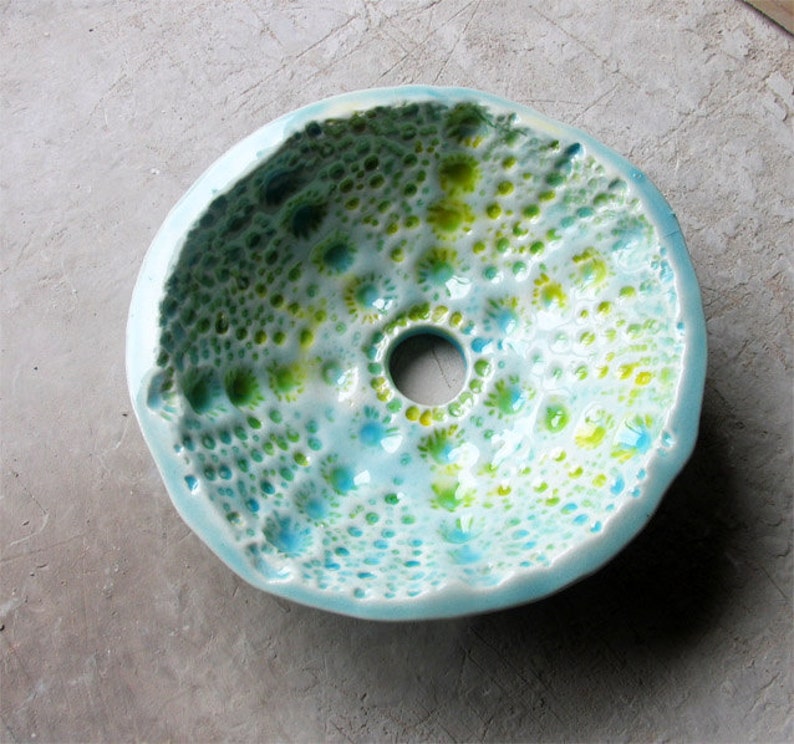Rustic Soap Dish , Ceramic Soap Dish, Turquoise Green and Yellow Soap