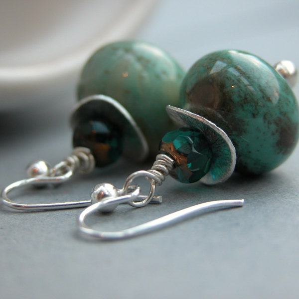 Amazonite and Silver earwires