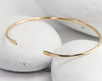 Simple Gold Bracelet, Smooth Gold Bangle, 2mm Custom Sized Gold Fill Cuff