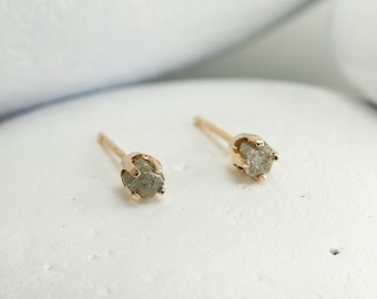 Raw Diamond Earrings in Solid Gold, 14K Stardust, Limited Edition