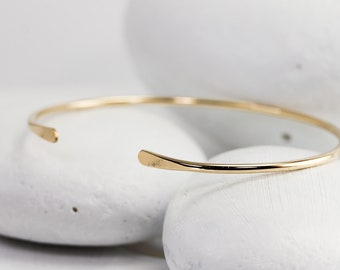 Smooth Solid Gold Bangle, 10K Cuff Bracelet, Simple Gold Stacking Cuffs