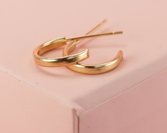 Tiny Huggie Gold Hoops, .5 Inch Gold Hoop Earrings with Post in 14K Gold Fill, Small 1/2 inch hoops in Gold, Silver, Rose Gold