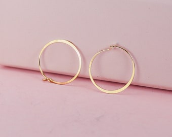 Tiny Medium Gold Hoops, Hammered Solid 14K or Gold Filled Earrings, Hammered Hoops, 14k Solid Gold Earrings For Women, Small Earrings