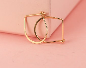 Small Teardrop Huggie Hoops, Solid Gold Teardrop Earrings, Hammered in solid 14K yellow, rose and white gold, silver, gold fill, best gift