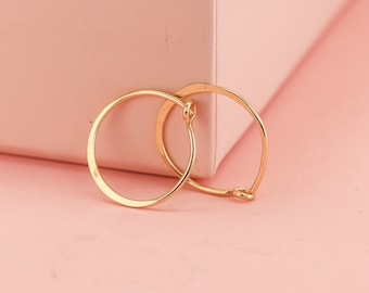 Mini Gold Huggie Hoops, Tiny Solid Gold Hammered Earrings in Sterling Silver, Rose Gold and Gold Filled, 1/2" hoops