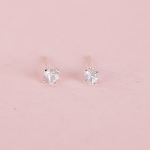 Tiny Rose Quartz Earrings with Sterling Silver or 14k Gold Posts, 3mm Gemstone Studs, Rose Quartz Jewelry, Wedding Earrings, Graduation Gift