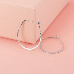 Hammered Teardrop Hoop Earrings in Sterling Silver, 14K Solid Gold, or 14k Gold Fill, 1&quot; Medium Hammered Hoops, Graduation Gift