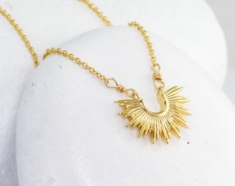 Gold Sunrise Necklace, Boho Layering Necklace in 14K Gold Filled or Silver with Sunset, Layered Necklace Gift for Her