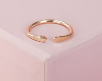 Smooth Hammered Gold Horseshoe Ring in Yellow or Rose Gold Fill or Sterling Silver, Knuckle Ring, Cuff Ring